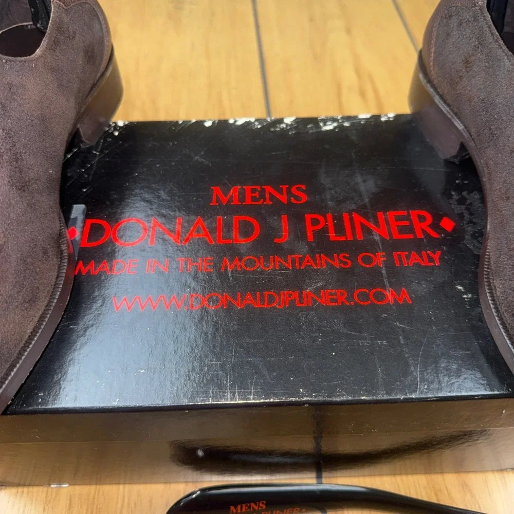 Donald J Pliner REX Espresso Suede Buffalo Leather‎ Loafers Mens 8 M Italy